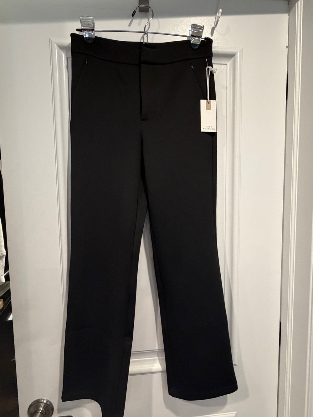 Good American Black High-Rise straight leg Trousers